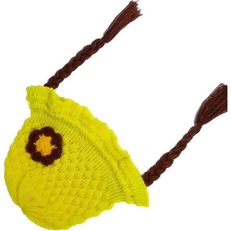 kupluk anak BUNGA KEPANG rajut / kupluk rambut kepang palsu / KUPLUK KHALIZA