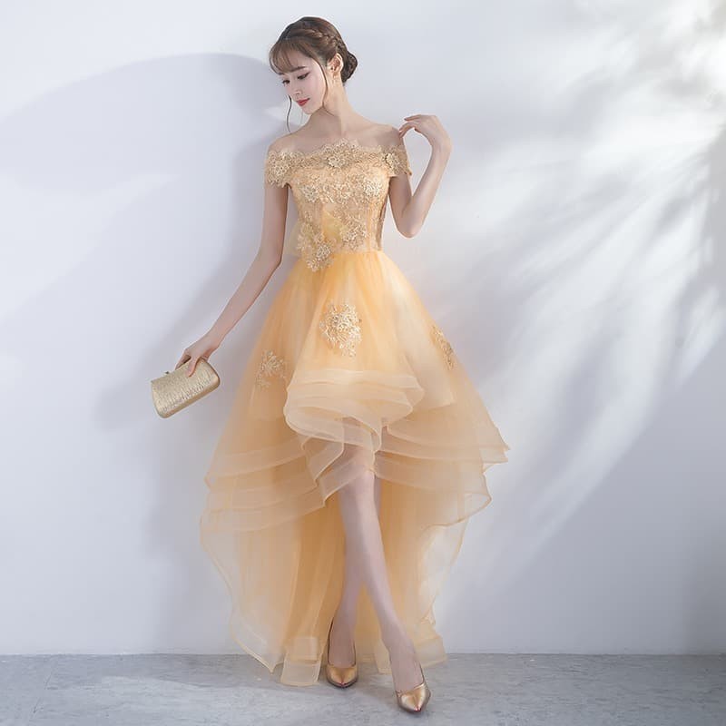 Gaun Pesta Kuning Gold Emas Party Dress Gown