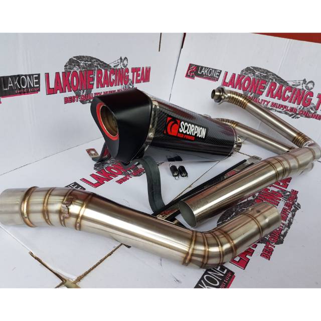 KNALPOT RACING SCORPION RED POWER CARBON FULLSYSTEM ER6 ER6N ER6F ER650 STAINLESS
