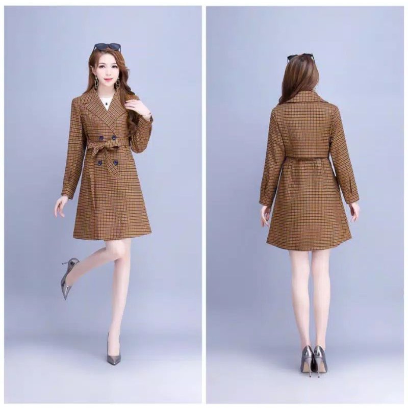 Long Coat wanita wool import premium outer blazer mantel