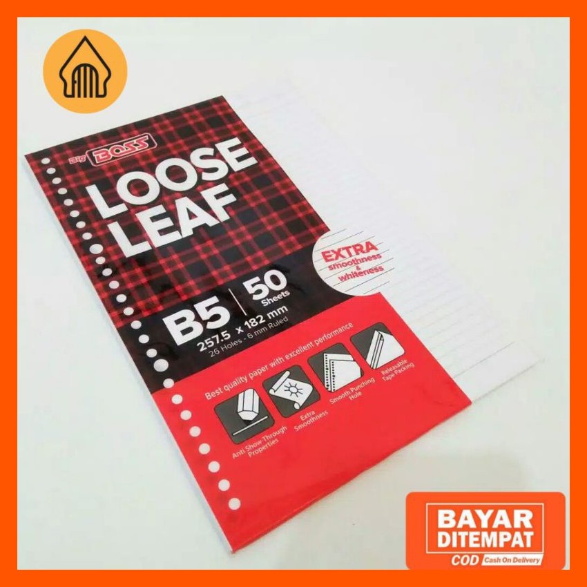 

KERTAS BINDER / LOOSE LEAF B5 BIG BOSS ISI 50 LEMBAR