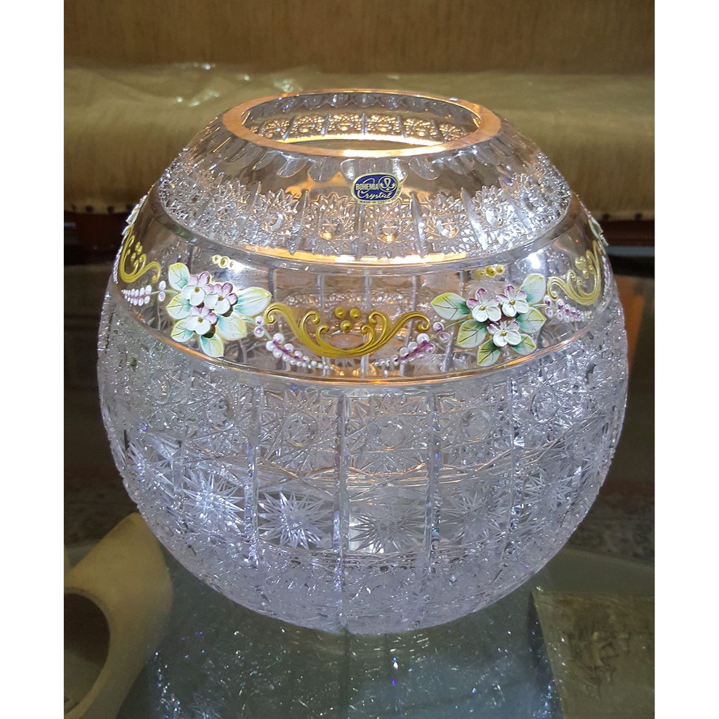 Vas bola kristal Bohemia 500 PK Gold - Genuine Bohemia Crystal Vase