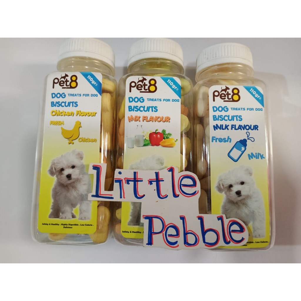 pet8 dog biscuits bone-biskuit bentuk tulang rasa-110gr