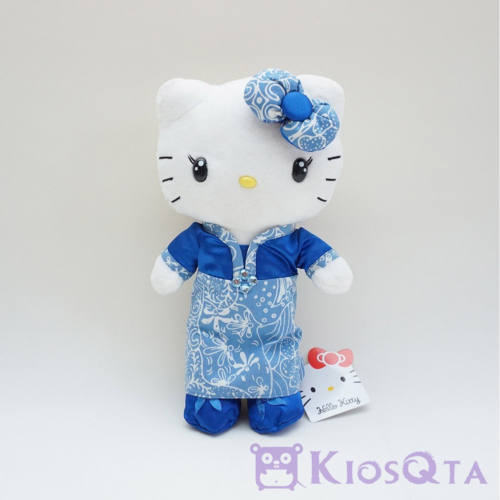Boneka hello kitty gaun batik biru original sanrio