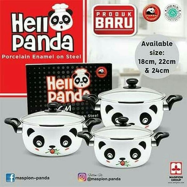 Panci Enamel Hello Panda Maspion 18CM/22CM/24CM HELLOPANDA