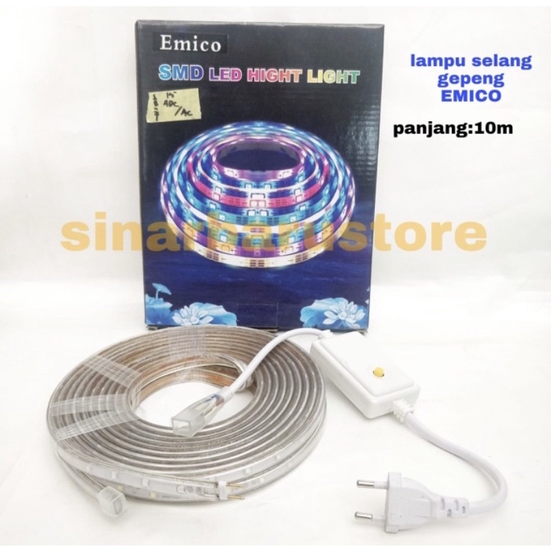 Lampu LED Strip/Selang Gepeng SMD Warna Warni Emico 10 Meter