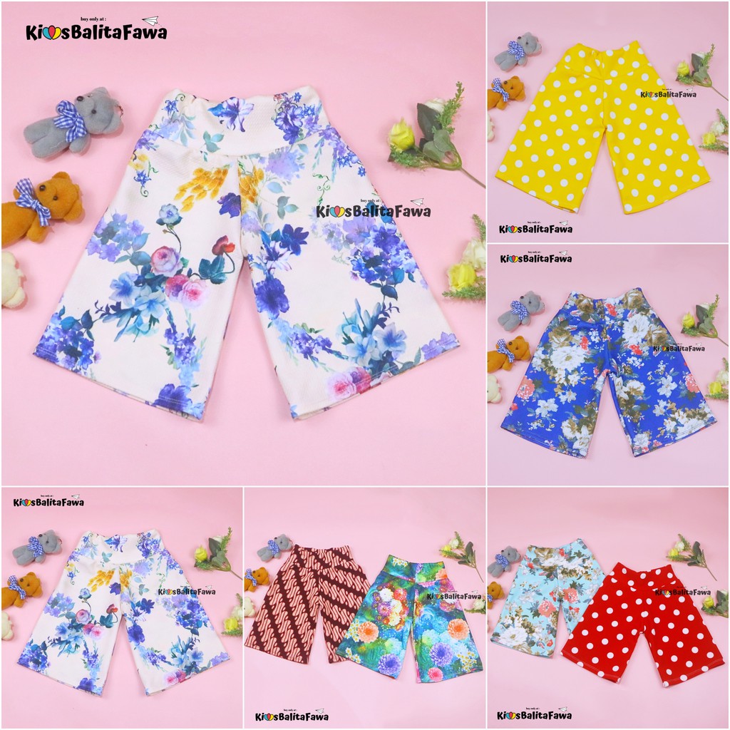 Kulot Anak Motif Uk. 3-4 th / Celana 3/4 Balita Cullotes Pants Kulot Pants Celana Anak Perempuan