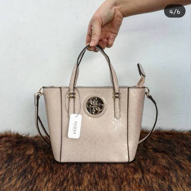 tas guess open road mini rosegold bag