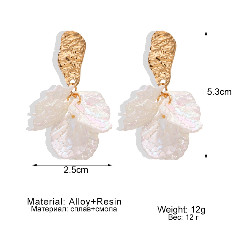 Anting Liontin Bentuk Kelopak Bunga Bahan Akrilik Warna Putih Gaya Korea Untuk Wanita