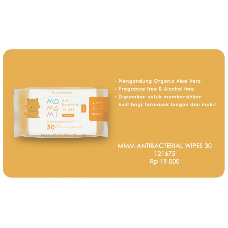 MOMAMI Anti Bacterial Wipes (Tersedia varian ukuran)