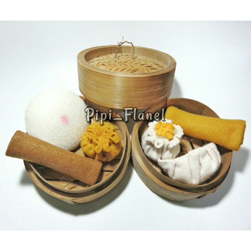 Mainan Edukasi Anak Flanel Replika Chinese Food Dimsum Siomay Lumpia Bakpau Satuan