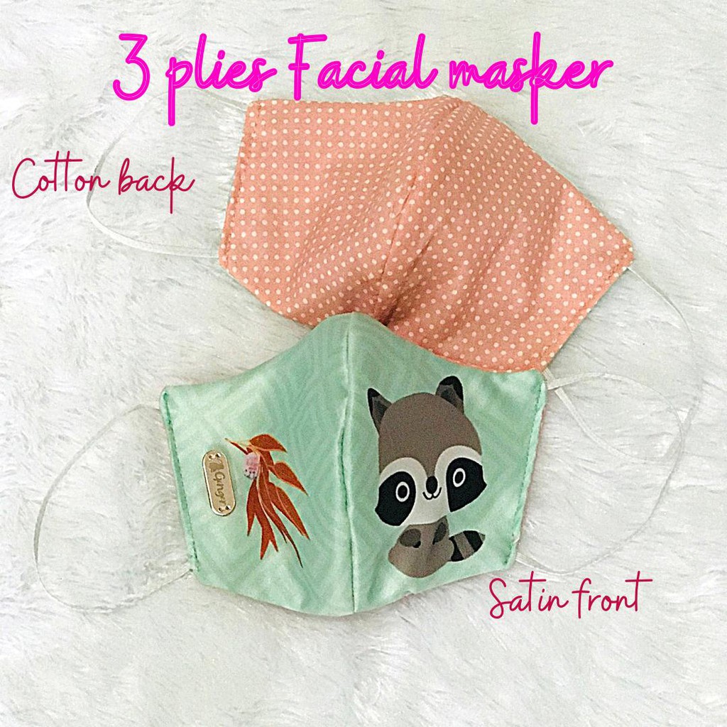 Skoola Masker Masker Remaja Karakter Lucu Satin Cotton 3 Lapis