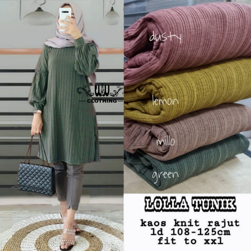 baju rajut wanita batwing murah Lolla tunik ori by W&W Clothing