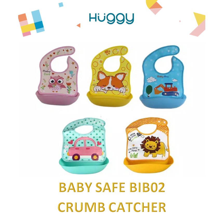 Baby Safe BIB02 Foldable Bib With Crumb Catcher Slabber Celemek Bayi