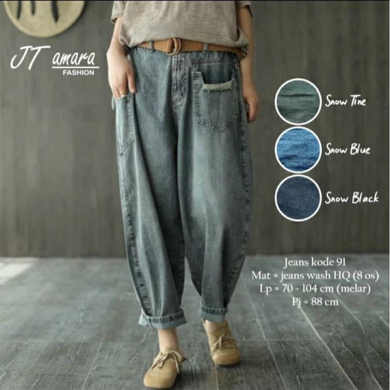 koleksi terbaru mizuki baggy jeans / celana wanita jeans jumbo high quality