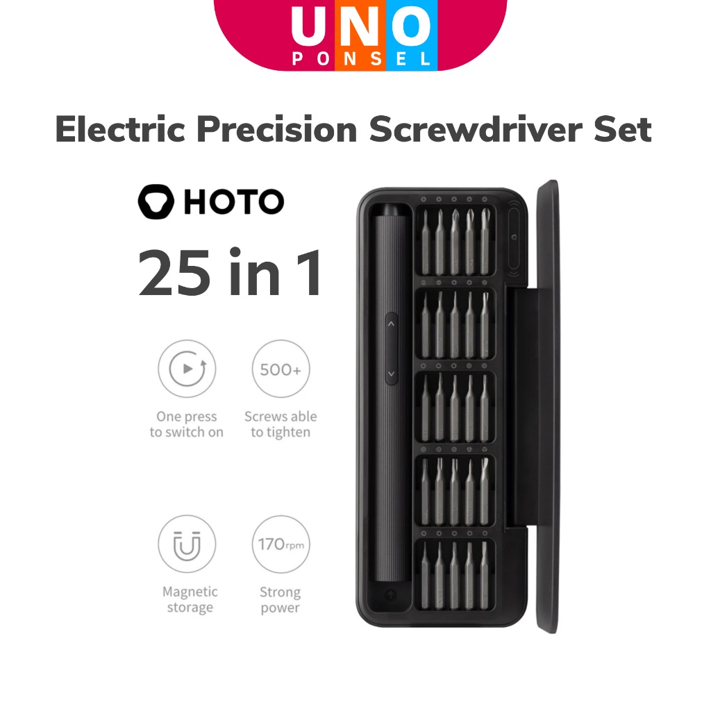 Hoto Electric Precision Screwdriver SEt 25 in 1 Obeng Listrik
