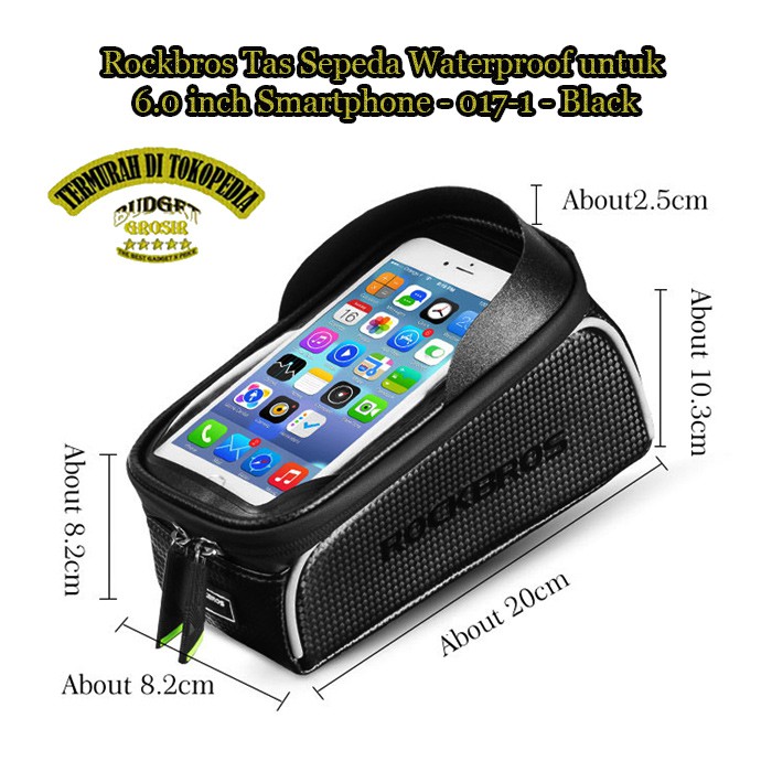 Tas Sepeda Rockbros Waterproof untuk 6.0 inch Smartphone - 017-1