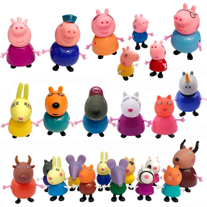 25Pcs Peppa Pig Family Friends Emily Rebecca Suzy Action Figures Toys Xmas Gift