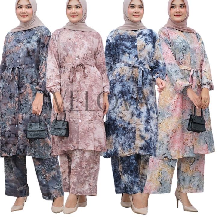 Best Seller.. Sahara One Set Jumbo Rayon Premium By VELOVA Setelan Tunik Celana Kulot