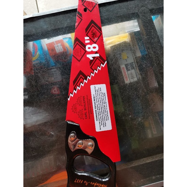 gergaji kayu potong gorok merk carl schlieper cap mata merah 18 inch