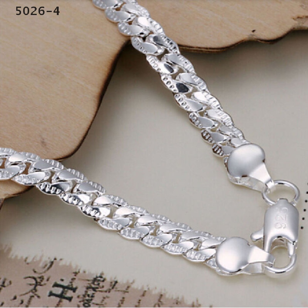 5026-4 Gelang Rantai Ular Lapis Silver Lebar 5mm Untuk Pria