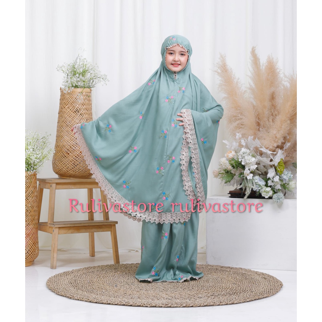Mukena Anak Motif Melati Fatimah Series Rayon Bordir Mukena Anak Tanggung Perempuan