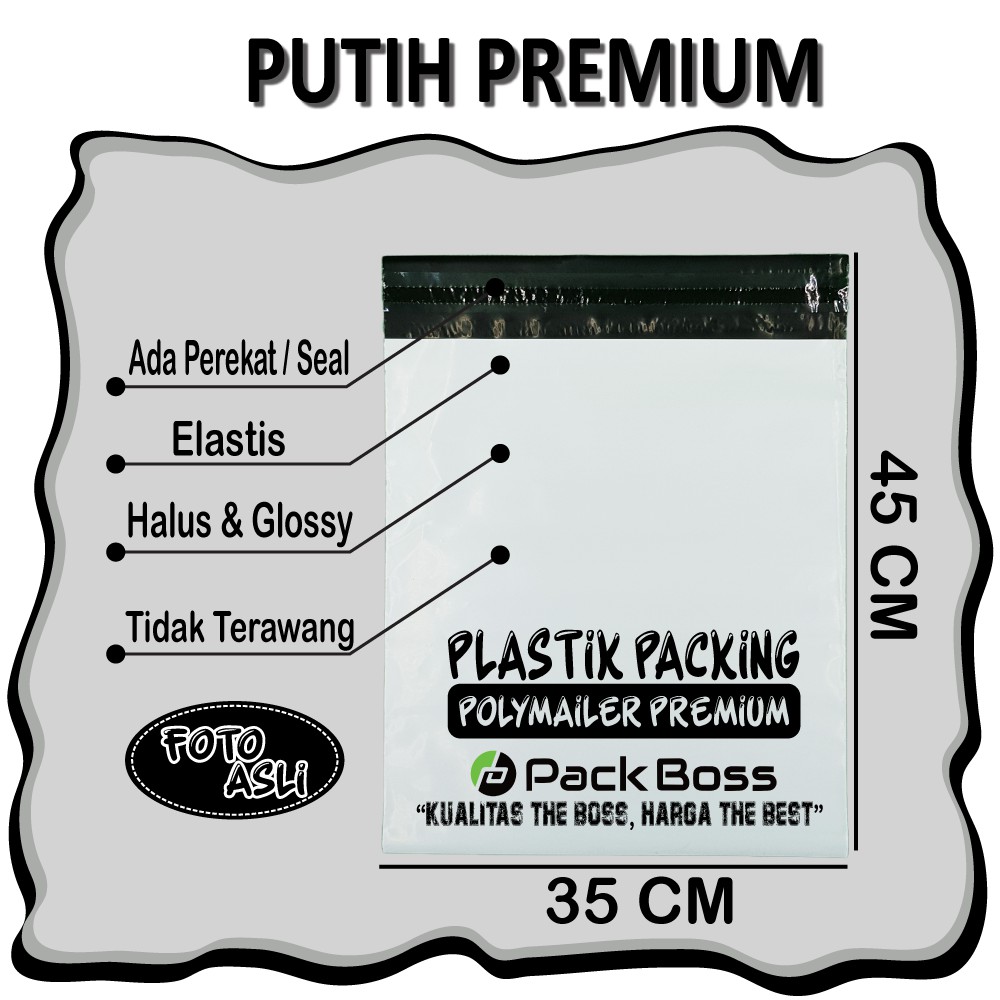

IK6 POLYMAILER PUTIH 35X45 ISI 100 LANGSUNG PABRIK PLASTIK PACKING ONLINE SHOP TEBAL