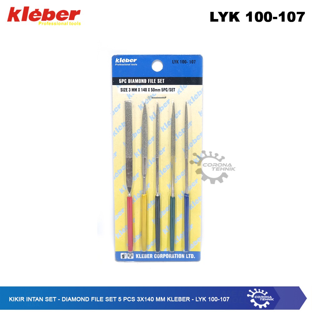 LYK 100-107 - Kikir Intan Set - Diamond File Set 5 Pcs 3x140 mm Kleber