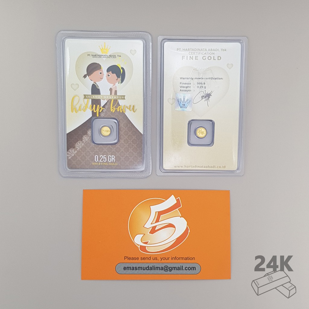Grosir (SSC) LM Emas Logam Mulia Hartadinata Edisi Happy Wedding 0,25 0.25 Gram (2) Gift Series ACC