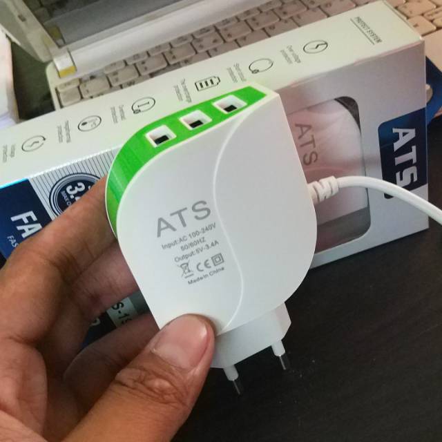 Charger ATS 3 USB+KABEL 3.4A BEST QUALITY