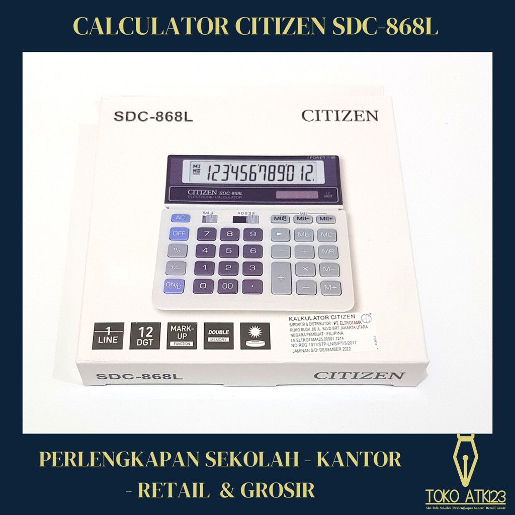 Calculator / Kalkulator Merk Citizen SDC-868L Electronic Calculator