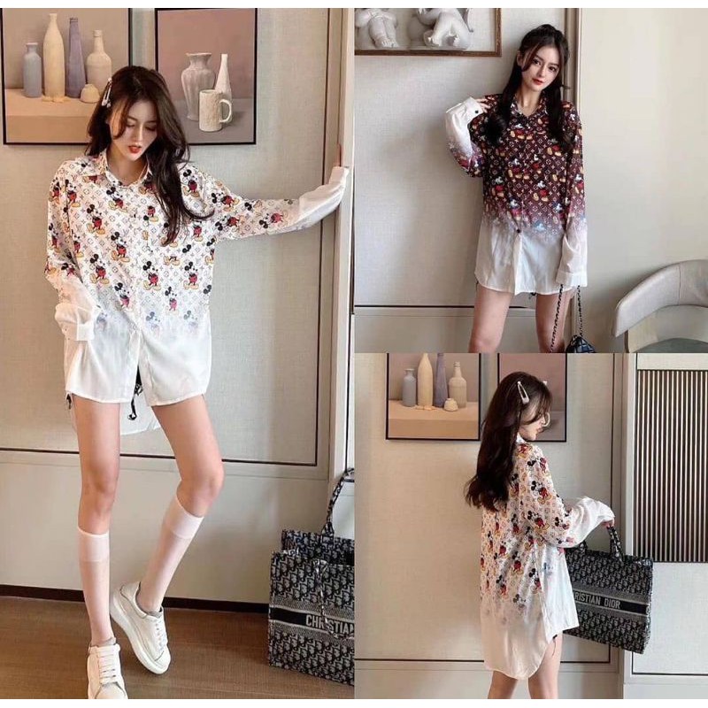 kemeja Lv Mickey Disney satin premium