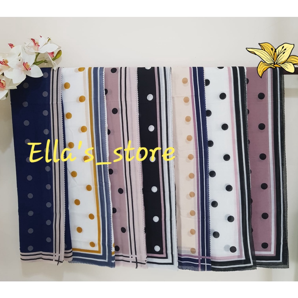 Hijab Segi Empat Denay Termurah Voal Square Motif Polkadot Premium LaserCut / Jilbab Segiempat Voal 
