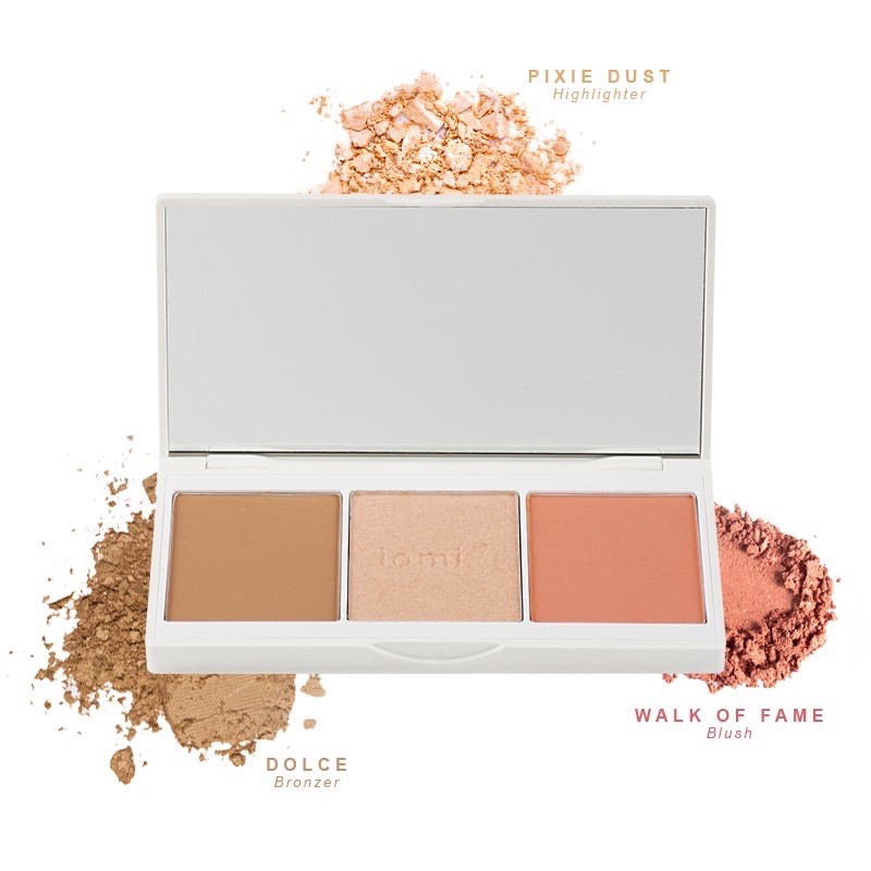IOMI 3IN1 FACE PALETTE (BLUSH BRONZER HIGHLIGHTER) - MALIBU NIGHT & AURORA BLOOM