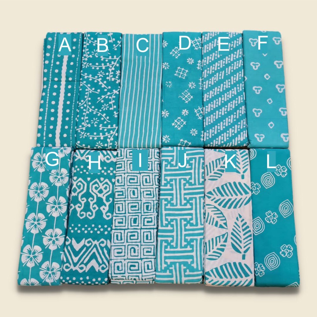 Kain Batik Garutan Cap Warna Biru Tosca Hijau Tosca / Kain Batik Prima Halus / Kain Batik Warna / Ka
