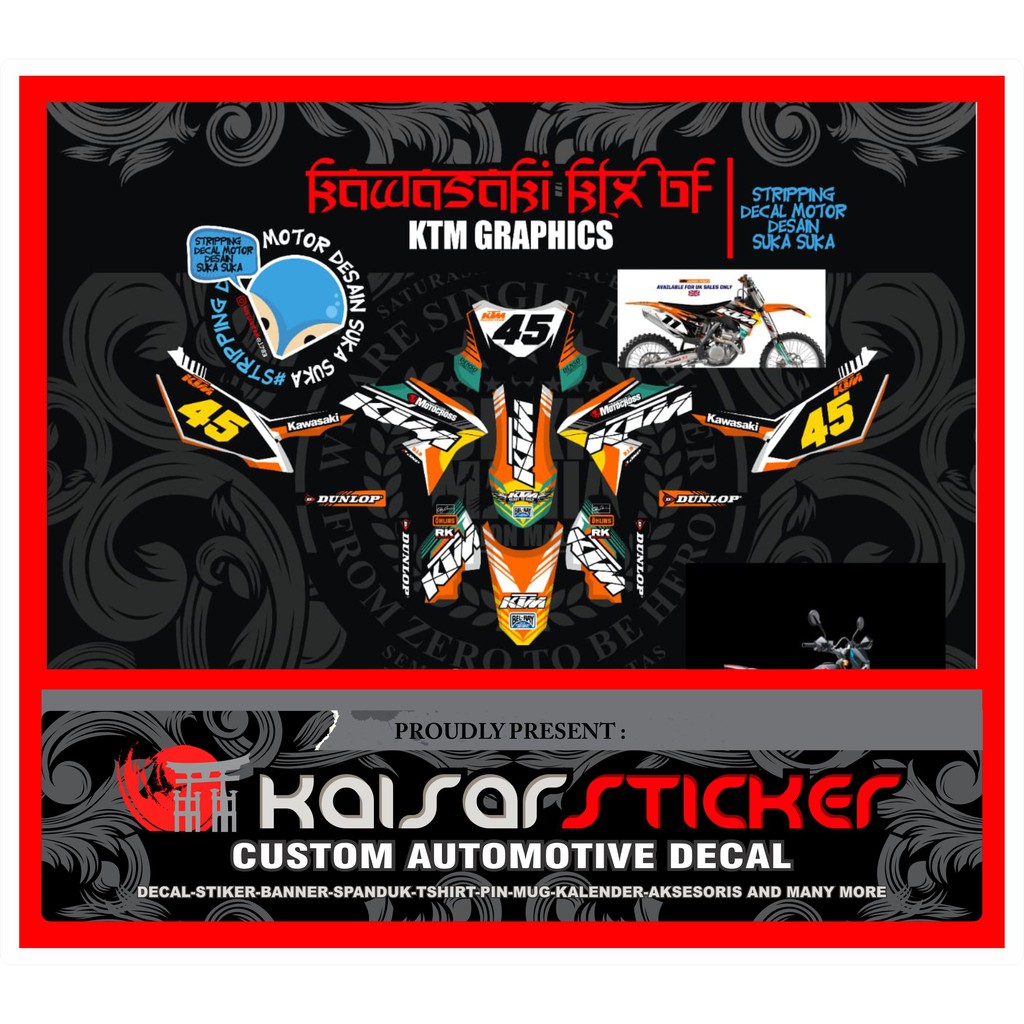 STICKER DECAL MOTOR STRIPING STIKER MOTOR KLX BF 150 DTRACKER RED BULL KTM