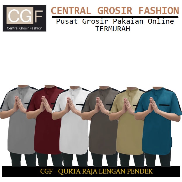 Qurta Raja Lengan Pendek  - Central Grosir Fashion (CGF) - Ukuran S-3XL - Matt Katun Poplin