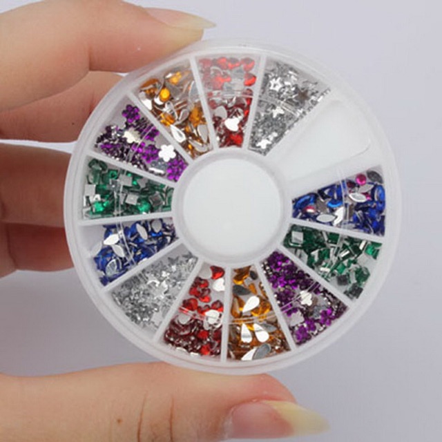 Multicolor rainbow clear mix rhinestones wheel star pita star square flower bunga rhinestone nail