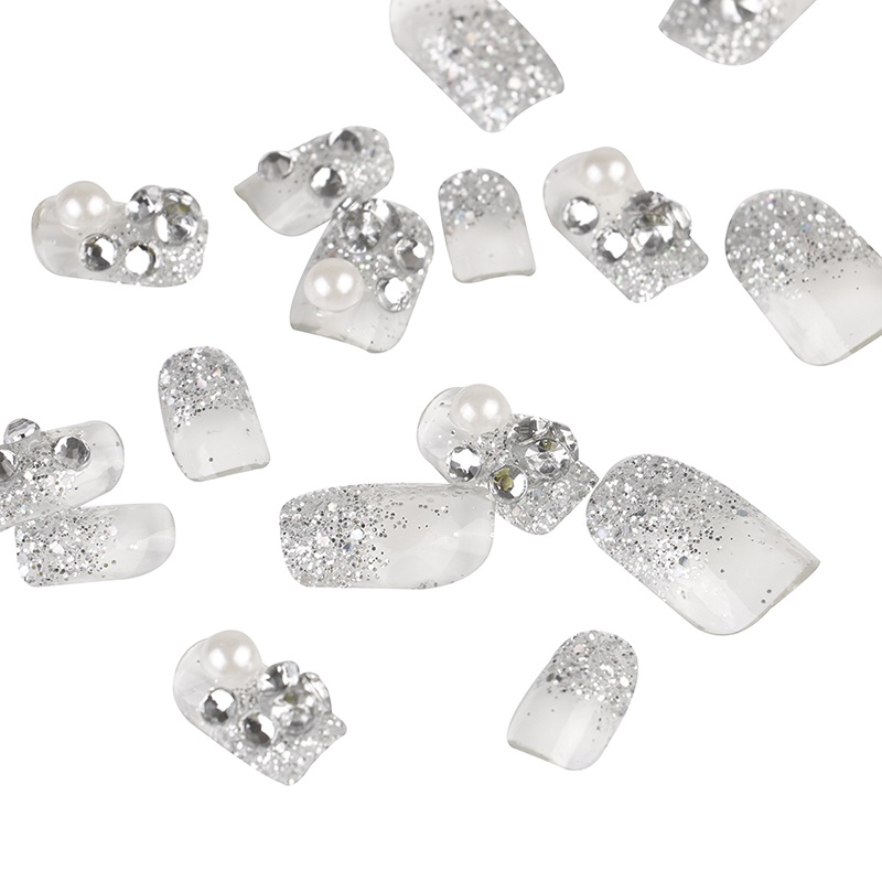 24 Pcs Kuku Palsu Full Cover Bahan Akrilik Gaya Perancis Untuk Manicure