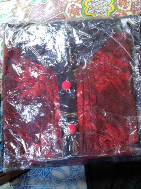 Qnunbatik Batik Keluarga/family Gamis Muslim Adelia Madura Hitam