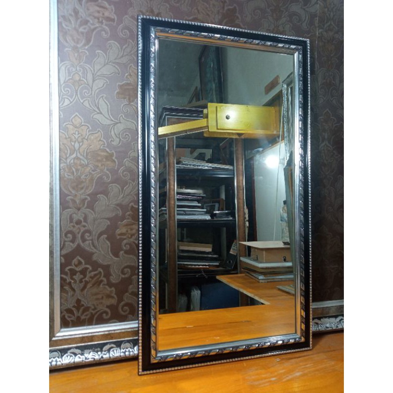 CERMIN GANTUNG 35x85 CM UKIR BUNGA KACA HIAS / CERMIN DINDING WALL MIRROR