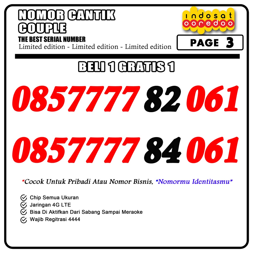 Nomor cantik Indosat Seri Kuarted Terbaik