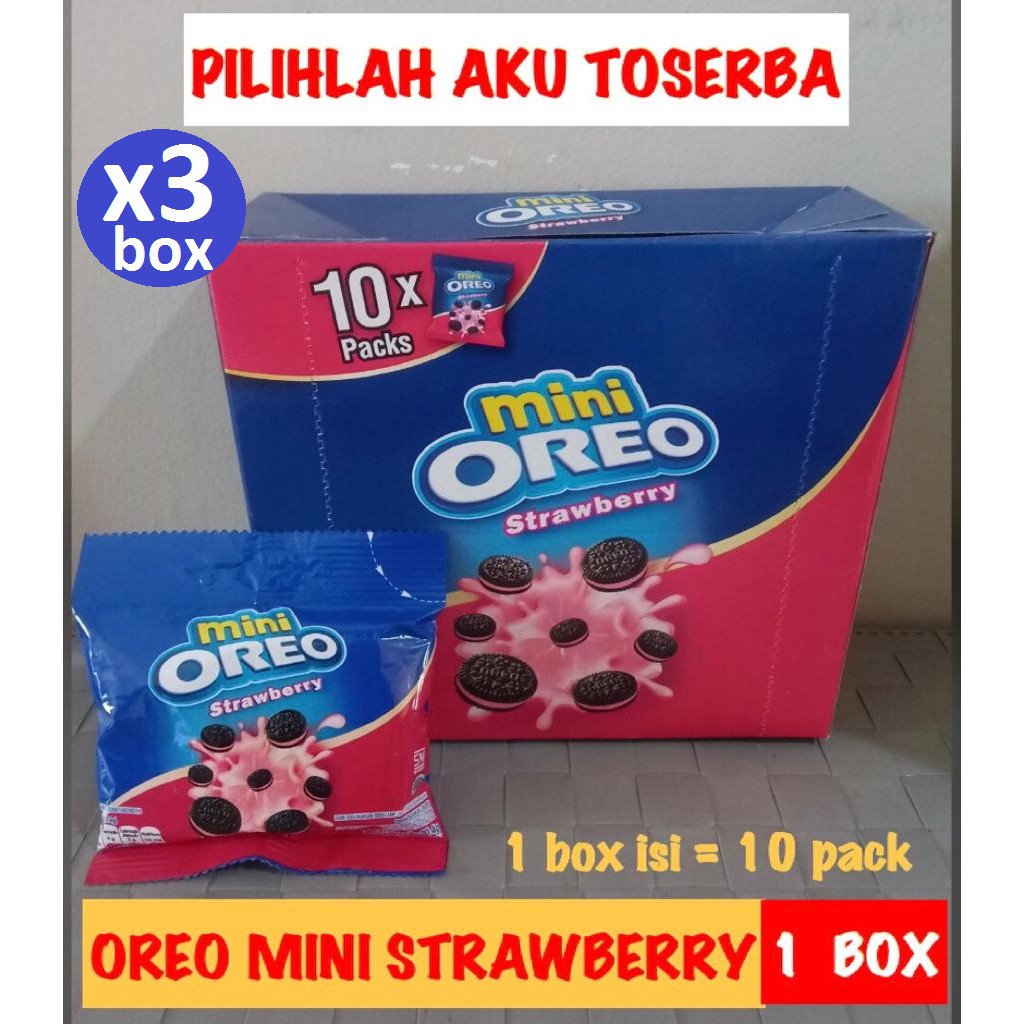 Oreo Mini STRAWBERRY Pouch 10 x 20,4 gr ( HARGA 3 BOX )