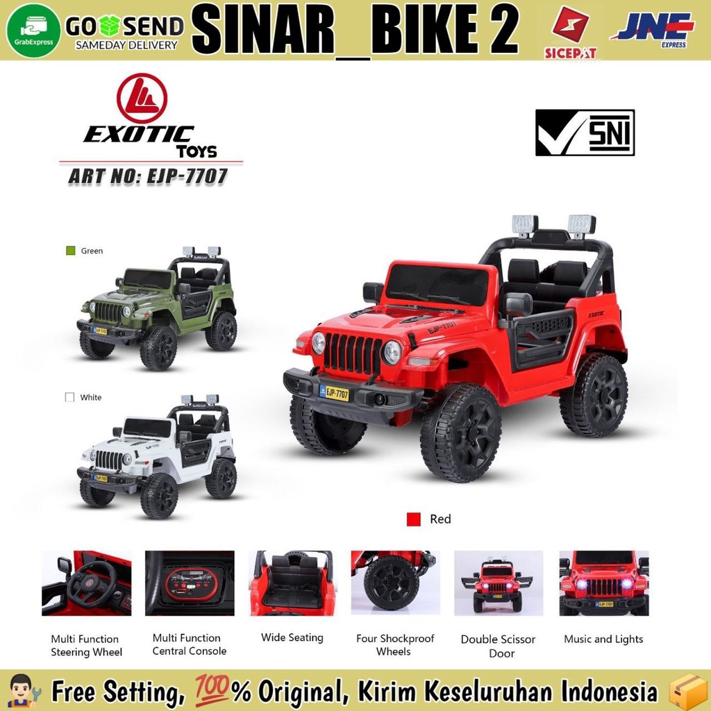 Mainan Anak Mobillan Aki JEEP EXOTIC RUBICON EJP-7707,7706,7734,7704