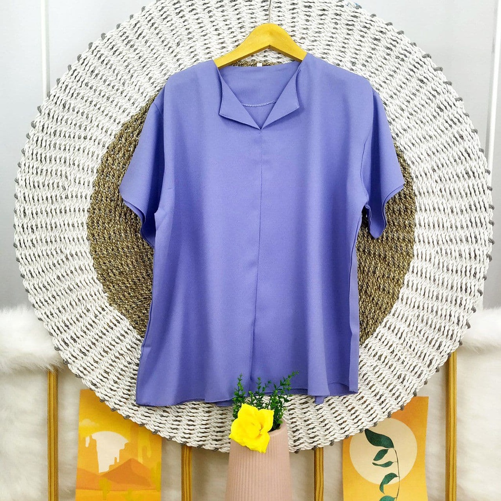 ATASAN BLOUSE LENGAN PENDEK JUMBO BIGSIZE OVERSIZE LD 110 120 130 140-Taro