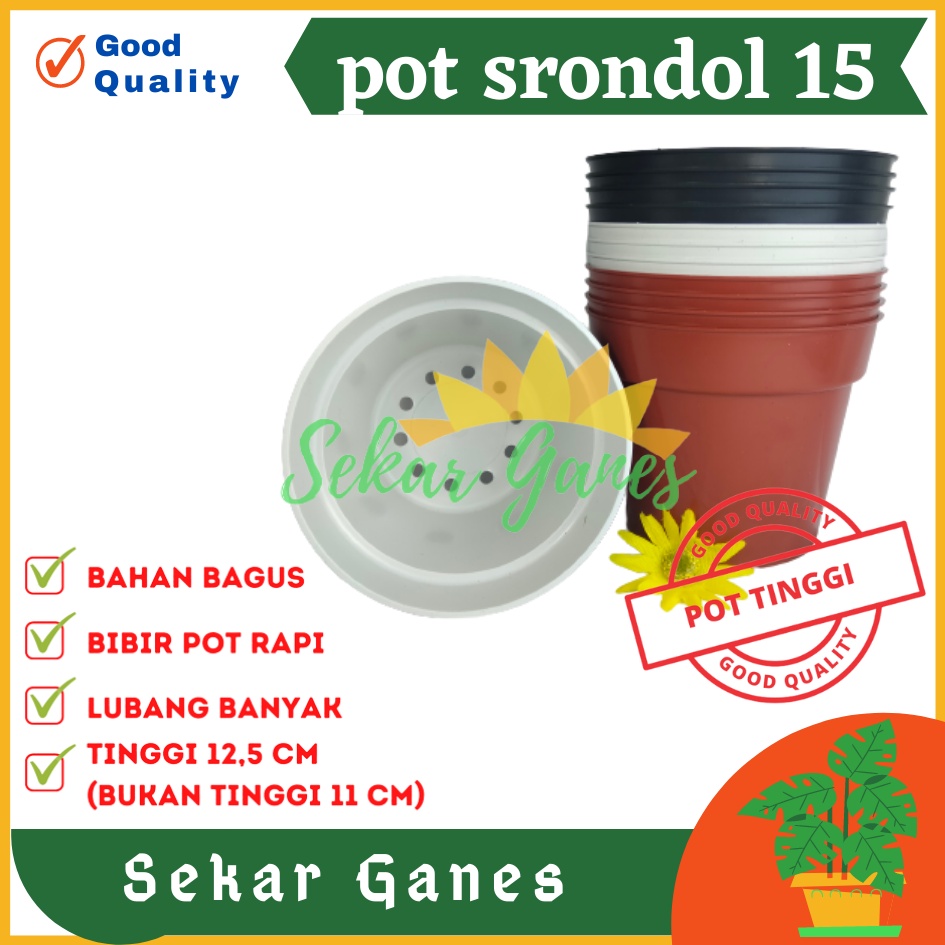 TERMURAH Pot bunga tanaman plastik HITAM 15cm (POT TINGGI) - POLOS HITAM