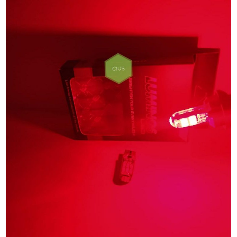 LAMPU LED T10 CRYSTAL 15 titik LUMINOS untuk sein senja plat motor mobil harga 1 buah-Red