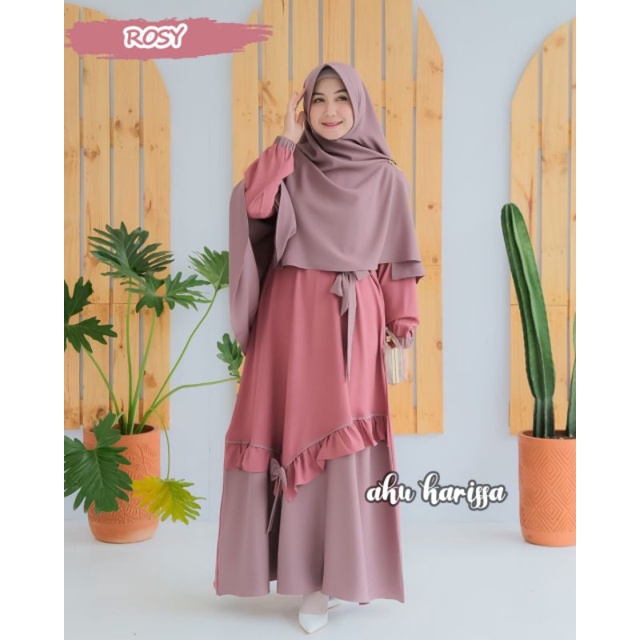 READY YUNISA SET SYAR'I AKU KARISSA ORI//GAMIS BEST SELLER WARNA BARU-Rosy rosetaupe