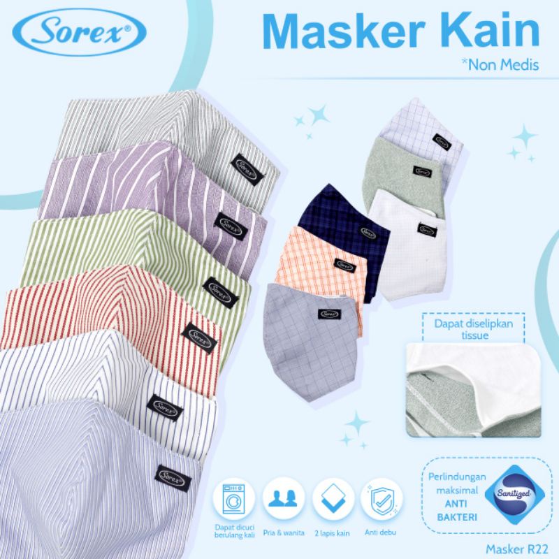 MASKER KAIN SOREX R22 NON MEDIS