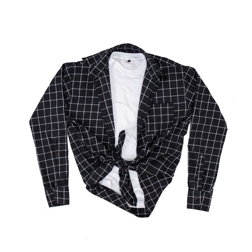 KEMEJA FLANEL CEWEK LENGAN PANJANG MOTIF KOTAK - KOTAK